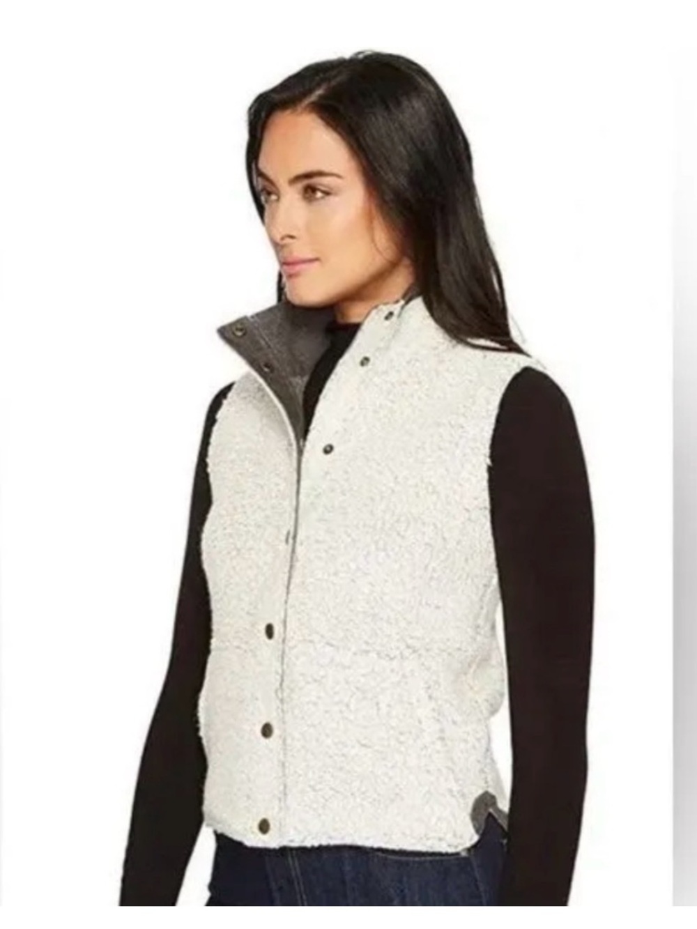 Toad&Co Cream Sherpa Snap-Front Vest